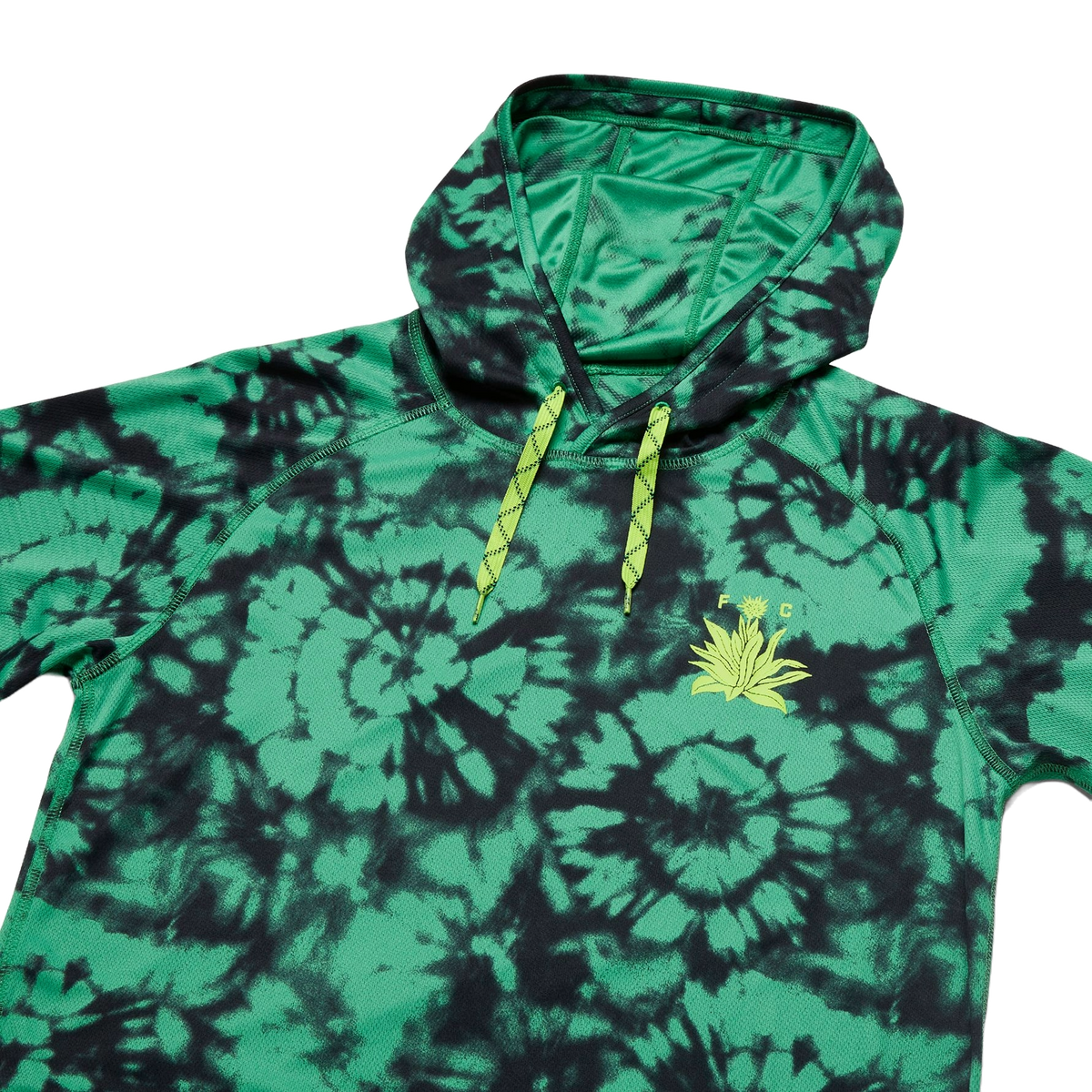 Lime green and online black tie dye hoodie