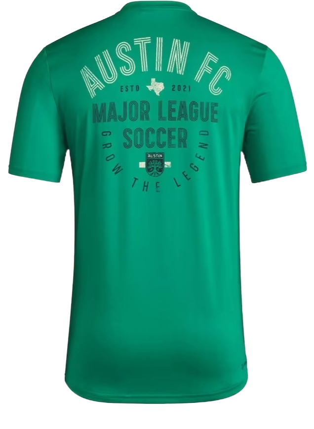 AUSTIN FC PREGAME TEE 24 PRIMARY CREST GREEN