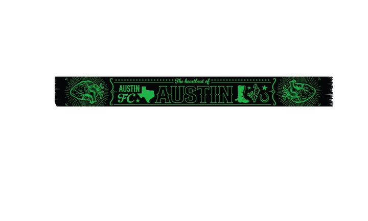 AUSTIN FC SCARF HOOK 25 HEARTBEAT BLK AND GREEN